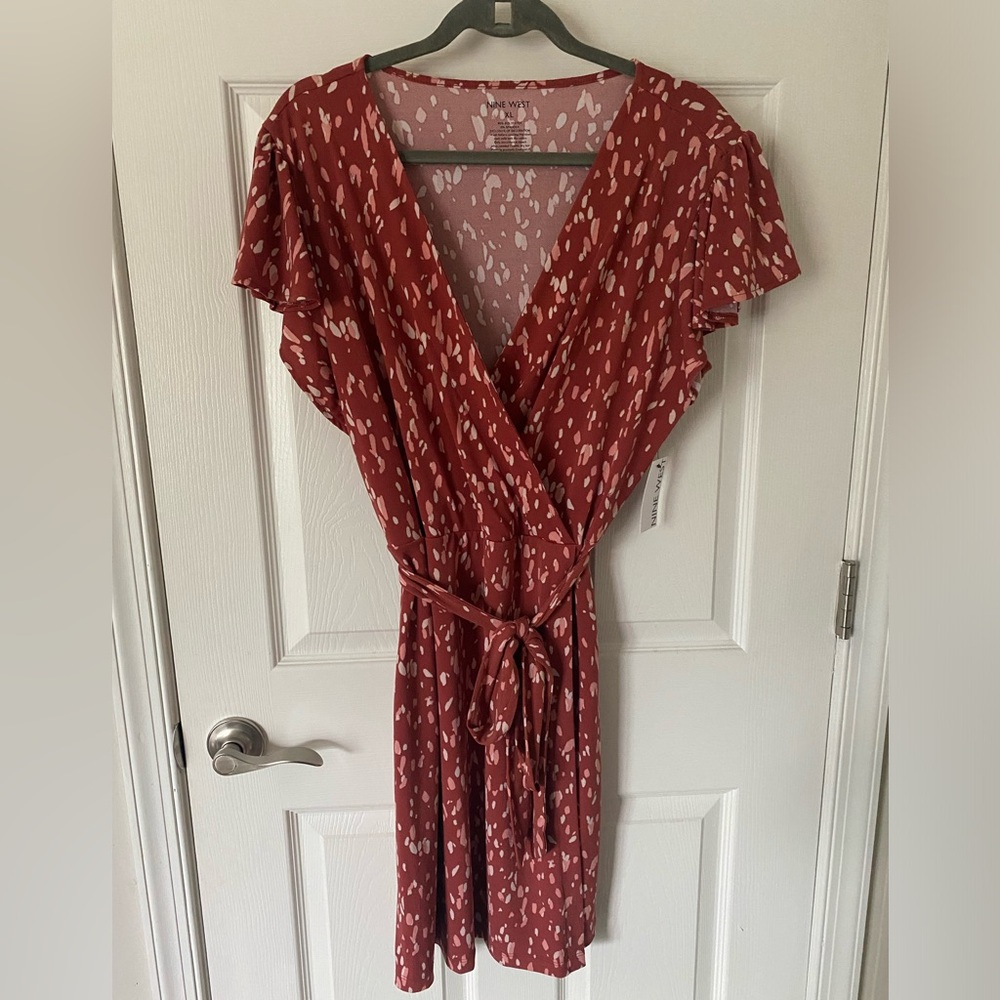 NWT 🌟 Nine West - Brown Midi Wrap Dress XL
